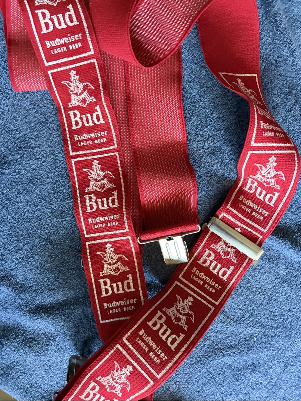 Vintage Budweiser Red Logo Suspenders for Men